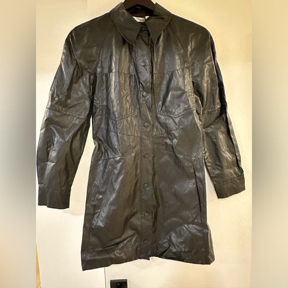 Zara Faux Leather Long Sleeve Mini Dress Black M - Picture 3 of 5